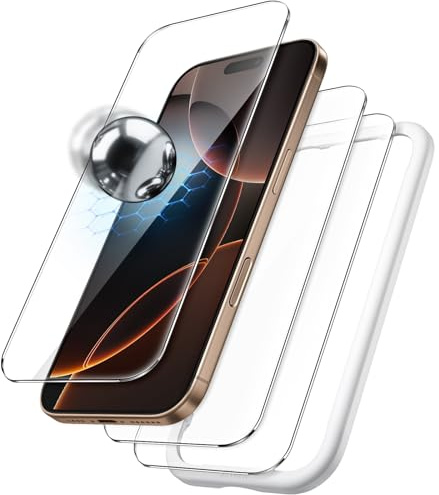 JETech Shatterproof Screen Protector for iPhone 16 Pro Max 6.9-Inch, 9H+ Tempered Glass Military Grade Film with Easy Installation Tool, Case-Friendly, HD Clear, 3-Pack