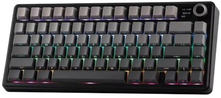 xtwosogrr F75 MAX Kabellose mechanische Tastatur mit TFT-Bildschirmknopf, 75% ANSI-Layout, kabelgebundene 2,4-G-Gaming-Tastatur, kompatibel mit den Computermodellen F75MAX(Black Gray)