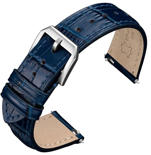 ANNEFIT Leder Uhrenarmbänder 16mm 18mm 19mm 20mm 22mm 24mm, Alligator Geprägte Ersatzarmbänder Armband mit Schnellverschluss