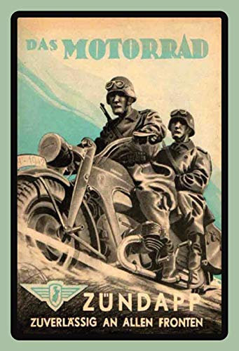 Blechschild 20x30 cm Zündapp Motorrad Wehrmacht Soldaten WK II historisch Metall Schild