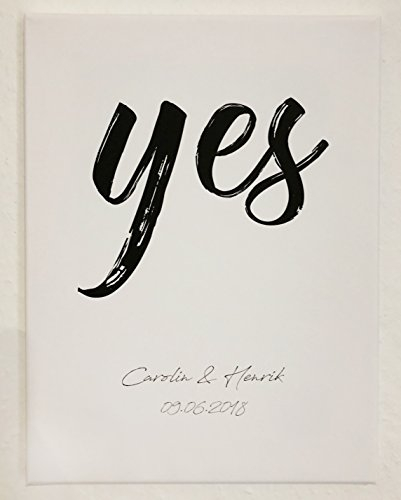 PICSonPAPER Personalisiertes Leinwandbild zur Hochzeit 50 cm breit x 70 cm hoch Yes, Hochzeitsgeschenk für Brautpaar, Geschenkidee, Hochzeit, individualisiert (Leinwand 50 cm x 70 cm)