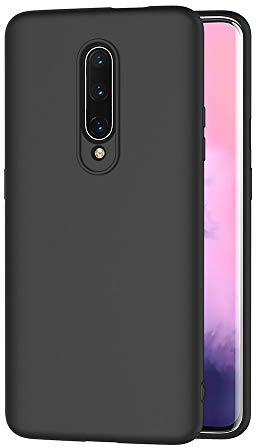 AICEK Kompatibel mit OnePlus 7 Pro Hülle, Schwarz Silikon Schutzhülle Case TPU Bumper Handyhülle