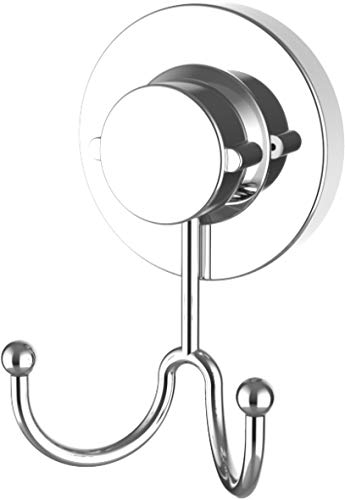 Cornat Handtuchhaken 3 in 1 - Doppelhaken - 3 verschiedene Befestigungsoptionen mit Saugnapf, Klebepad & Bohren - Verchromt / Klebehaken / Handtuchhalterung / T340251