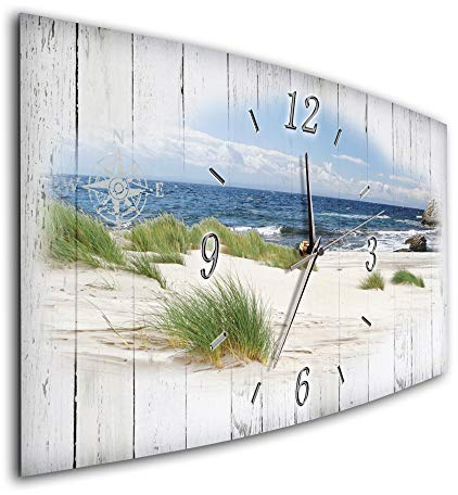 Bilder-Manufaktur BM Funk Quarz Wanduhr Funkwanduhr Funkwanduhren Funkuhr Funkuhren kein Ticken lautlos geräuschlos leise modern ohne Tickgeräusche groß XXL Wohnzimmer Küche Strand Meer 8181-1a