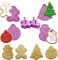 Leesgel Small 3D Christmas Cookie Cutter, 4 Pieces Spring-Pressable Pastry Cutter Moulds for Christmas Cookie Decorations, Biscuit Fondant Stamps Cookie Cutters Shapes for Kids Baking Set