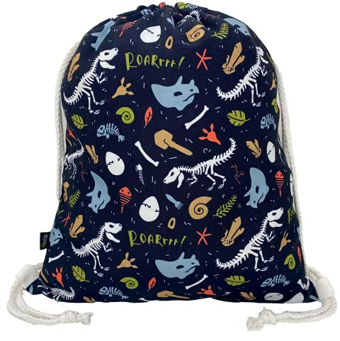 HECKBO Bolsa de Deporte para Niña y Niño, Diseño de Dinosaurios, 40x32 cm, Mochila de Guardería, Bolsa de Tela