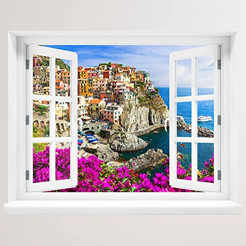 Wandtattoo - Fenster mit Aussicht auf Cinque Terre 80 x 62 cm – Wandsticker