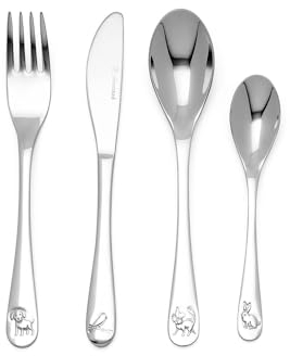 Zilverstad Posate per Bambini, Acciaio Inox 304, Argento, 215x155x25