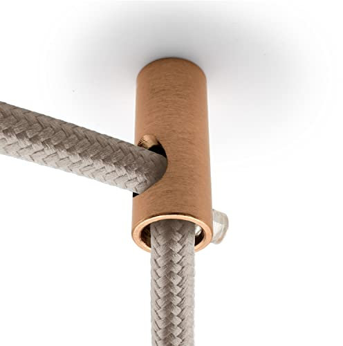 Amarcords - 2 Descentralizadores gancho verticales y prensacables de aluminio con ajuste de cable visible, para lámparas abatibles verticales y suspensiones. Color COBRE