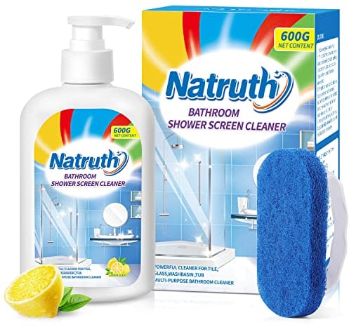 NATRUTH Bathroom Shower Screen Cleaner, 500ml/17.6oz Bathroom Glass Cleaner, Limescale Remover for Shower Screen&Shower Head, Faucet and Tile