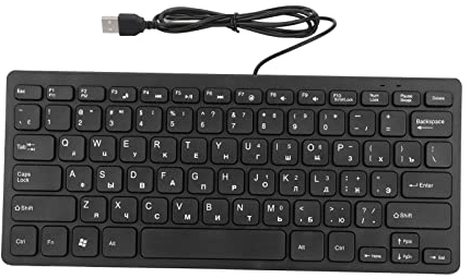 Dpofirs Kabelgebundene Universaltastatur, russische Tastatur mit 78 Tasten für Laptops Desktops, Kleiner Sprache Ultradünne Tastatur