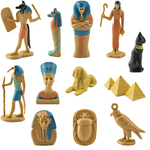 Ghzste 12-teiliges Set aus ägyptischen Göttinnen, ägyptische Göttin, ägyptische Statuen, PVC, Miniatur-Statuen, pädagogisches Geburtstagsgeschenk, Party-Geschenk