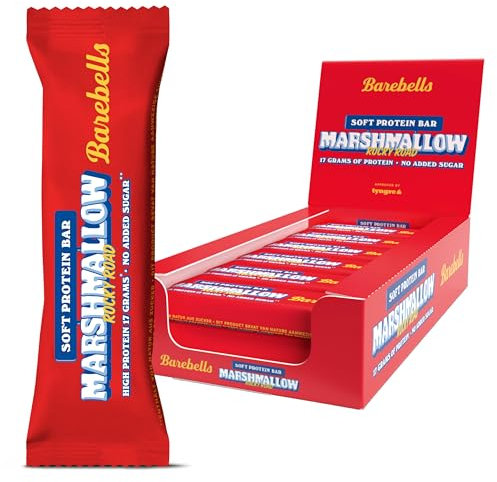 Barebells Barres protéinées - délicieuses barres protéinées douces au chocolat - Faible en sucre, 17 grammes de protéines, sans huile de palme - Marshmallow Rocky Road 12 x 55 gr