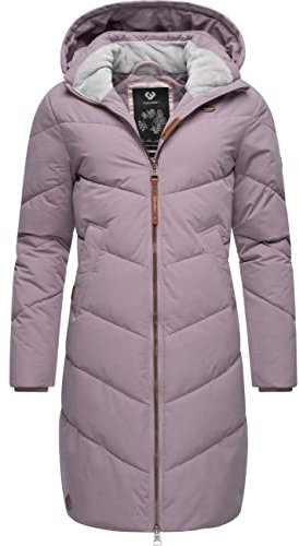 Ragwear Damen Wintermantel Warmer wasserdichter Steppmantel lang mit Abnehmbarer Kapuze Rebelka Lavender22 Gr. XXL