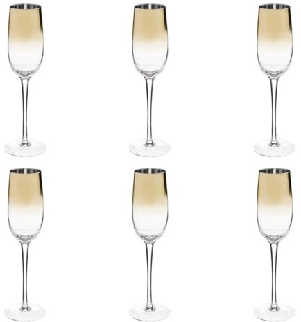 Paris Prix Secret de Gourmet - Lot de 6 Flûtes à Champagne Arya 21cl Or