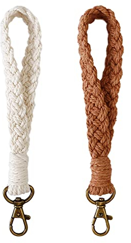 AOKSUNOVA Schlüsselanhänger Frau Boho Lanyard Schlüsselband Makramee Schlüsselbund Handgelenk 2 Stück