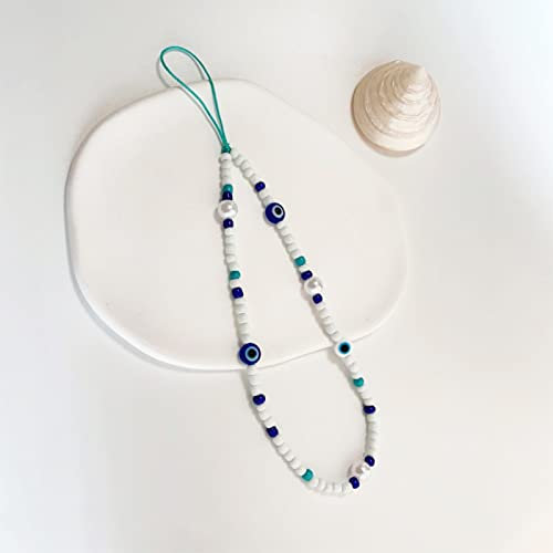 Syfunlv Handykette Perlen Handyanhänger,Handy-Lanyard-Perlenkette, Lanyard im Boho-Stil, 21cm Anti-Lost Mobile Phone Chain Handykette mit Perlen für Kurze Hand, Handgelenk, Schlüsselband