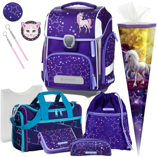 Generisch Schneiders ERGOLITE - COSMIC GIRL - Einhorn - Schulranzen-Set mit LED-LEUCHTSYSTEM 12tlg. mit SPORTTASCHE und SCHULTÜTE - HEFTBOX GRATIS DAZU - 78365-074