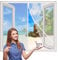 Mosquito Double Window Magnetic Fly Screen, 60x90 cm Fly Screens Window Nets Patio Curtain Magnetic for Balcony Cellar Patio Kitchen Porch Window- White H