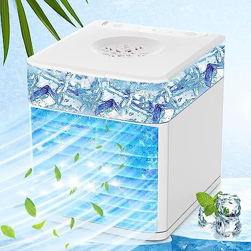 PAIKOE Personal Air Conditioners,USB Portable AC Mini Air Conditioner for Cooling Personal Area,Small Air Conditioner with 3 Wind Speeds,Desktop Air Cooler Fan for Home Office Bedroom Camping