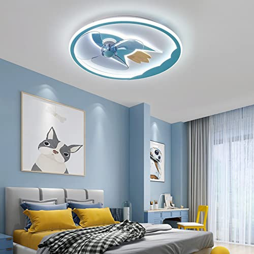 FBITE Ventiladores de Techo con Lámparas, Ventiladores de Techo Infantil de Lideros de Cohete Silenciosos con Luces Y Control Remoto de Control de Aplicaciones Reversibles de 6 Velocidades de Temporiz