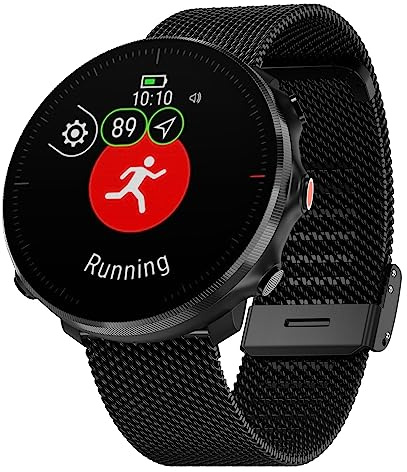 Hiseus Bracelet Compatible with Polar Vantage M2 / Vantage M/Grit X/Grit X Pro/Grit X Pro Titanium Stainless Steel Metal Woven Mesh Bracelets (Black)