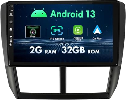 9-Zoll-Autoradio für Subaru Foreste/Impreza WRX STI 2008–2014, Android 14 CarPlay/Android Auto-Autoradio mit Lenkradsteuerung/Split-Screen (2 GB + 32 GB)