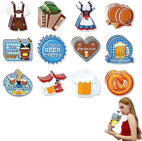 Konfetti Set Oktoberfest Party 36-teiliges Papier Streudeko Tisch Deko Brezel Bier 8-10cm, Party Kinder Konfetti Deko Motto Bavaria Oktoberfest