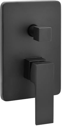 Miscelatore doccia a incasso nero opaco con deviatore, design squadrato in ottone con leva monocomando e corpo a incasso incluso, KUBO