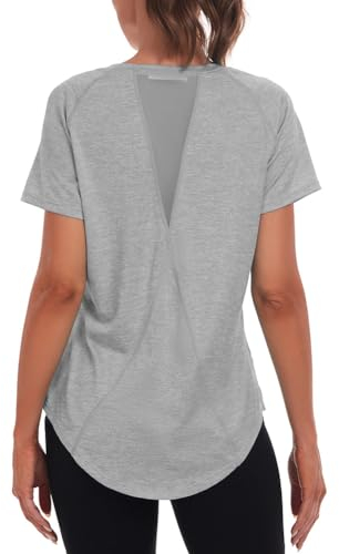 Jlowesun Sportshirt Damen Kurzarm,Leichtes Atmungsaktiv Funktions Back Mesh Sport Oberteile Damen,Rundhals Sport Top Frauen Passend für Fitness Laufshirt Yoga