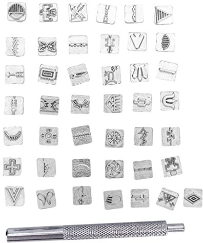 Leder-Stempelwerkzeug, Prägewerkzeuge Für Metall, Silber, Schmuck, Stempel, 43-teiliges Stempel-Set, Zink Mit 1 Griff, Werkzeug, Lederhandwerkszubehör