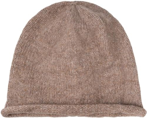 styleBREAKER Unisex Oversize Strick Beanie Mütze mit Rollrand, Warme Winter Strickmütze Einfarbig, Loose fit 04024207, Farbe:Braun