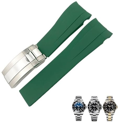 MURVE 21mm Silikon Gummi Uhr Band Ersatz für Rolex DEEPSEA Sea-Dweller 126660 Blau Schwarz Tauchen Sport Strap Kostenlose Werkzeuge, 20 mm, Achat