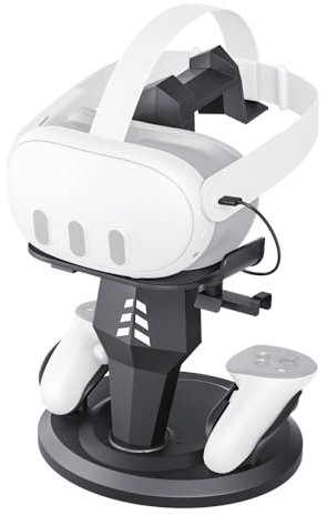 SOVAWIN VR Stand Holder Compatible with Meta Quest 3, Universal VR Headset Display Dock, Stable Bracket Storage Round Base, Charging Staion Fit for Quest 3/2, Mount Install Easy