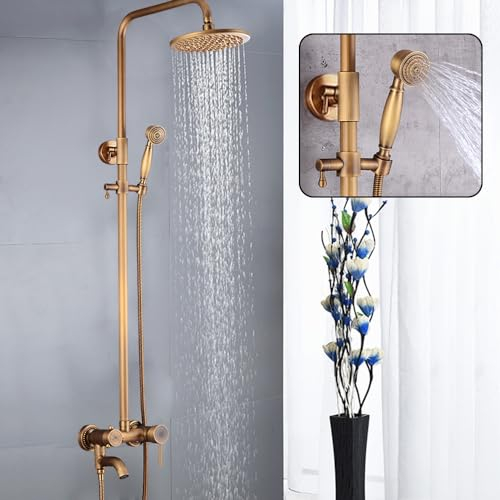 Antikes Retro Duscharmatur Duschset Duschgarnitur Regendusche Handbrause Messing Duschsystem Dusch Armatur Duschset Badezimmer, Regendusche Duschsystem Dusch Armatur Duschset