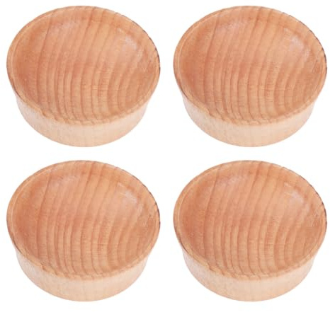 IMIKEYA 4pcs Dipping Bowls Set Wooden Round Sauce Dish Kitchen Small Seasoning Cups Reusable Solid Dip Server for Soy Vinegar Spice Nuts