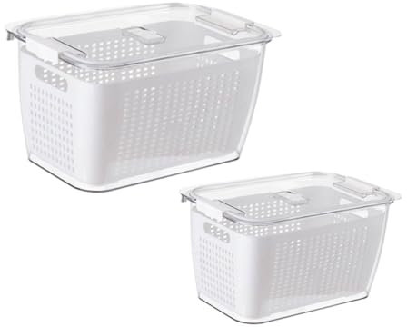 OKUMEYR Kühlschrank Lebensmittelbehälter 2 Stück Pet 1, 7l 4, 5l Weiß