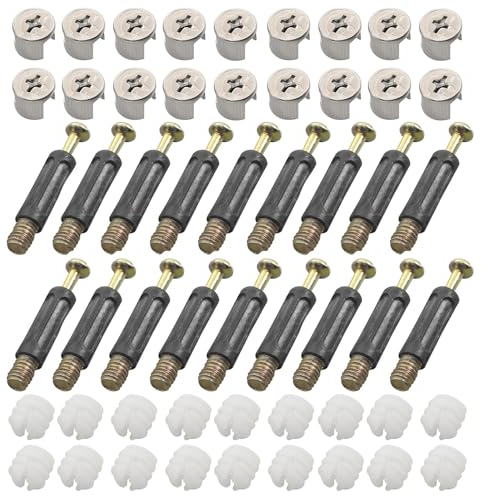 Juego de 50 Herrajes para Muebles, Conectores para Muebles, Tornillos Roscados, Conector Excéntrico, Conector M15 para Armarios, M6 x 40 mm para Armario/Cómoda