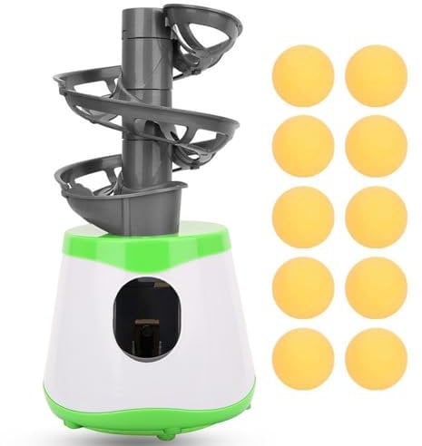 HERCHR Automatischer Tischtennis-Werfer, Tischtennis-Roboter-Ping-Pong-Ballmaschine Mit 10 Tennis-Trainerbällen, Automatische Werfer-Trainingsmaschine