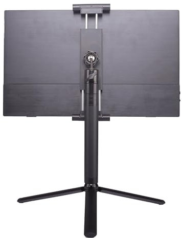 FeeLazy Portable Monitor Stand 15.6 18.5 inch Travel Monitor Stand iPad Tablet Holder with Super Wide Clamp Swivel Tilt Ball Joint Telescopic Pole and Foldable Tripod FL11C