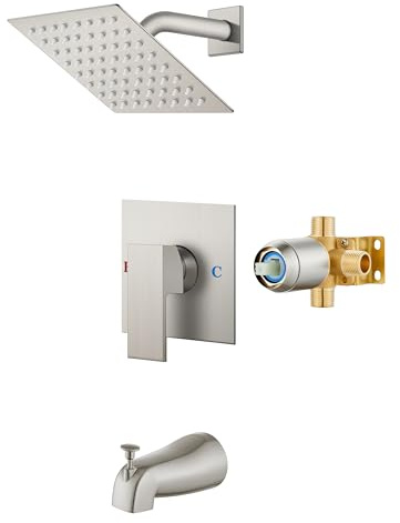 Airuida 6 Inch Shower Faucet Set,Bathtub Faucet Kit,Brushed Nickel