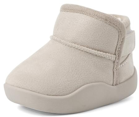 Cheerful Mario 1-5 Anni Stivaletti Bambino Bambina Invernali Scarpe Stivali Bimbo Bimba Peluche Caldo Foderato Facile da Indossare Beige 21 EU