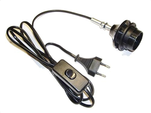 Fassung E27 Set – DIY Lampe mit Kabel, Gewinde & Fassungsteilen – Schwarz – Elektrofassung zur Selbstmontage – Inkl. Montageanleitung – Hanna's Laden