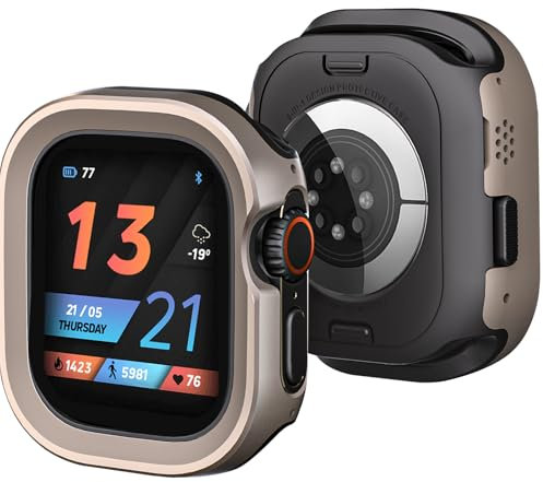 SDOCEBF Schutzhülle für Apple Watch Ultra 3/Ultra 2/Ultra 49 mm, militärischer Schutz, Aluminiumlegierung, Apple Watch-Zubehör, mit TPU-Uhrenrückabdeckung, Titan, für Apple Watch 49 mm