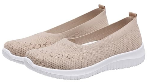 Slip On Canvas Shoes Women Size 6 Pumps for Women Womens Shoes Ethnic Casual Shoes Summer Fashion Hollow Breathable Flat Heel Soft Sole Casual Shoes Women's Wide Fit Soft Slip On Shoes (Beige, 5)