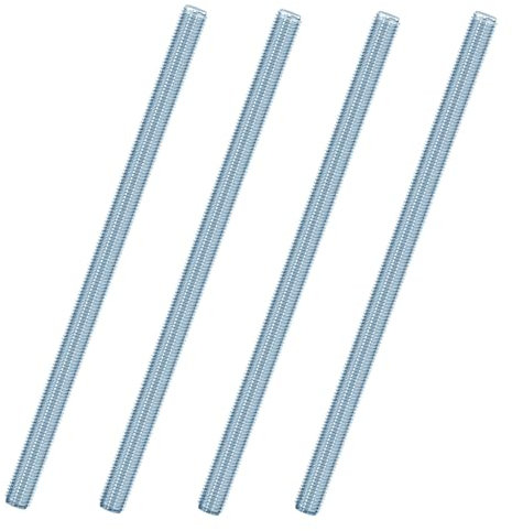 Jyvex Lot de 4 tiges filetées M10 en acier inoxydable - Tiges filetées M10 x 300 mm - DIN 976 - Vis sans tête en acier galvanisé - Classe de résistance 4.8 - Tiges filetées avec filetage de régulation