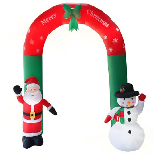 lvifloae Inflables navideños Arco Decoraciones al Aire Libre Impermeable Gigante Inflable Iluminado Papá Noel Muñeco de Nieve Arco Decoraciones de Patio con Luces 9LED Cuerdas a Prueba de