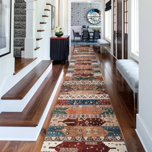 Whnoorher Läufer Teppich Flur Bunter Teppichläufer 1 m 1,5 m 2 m 2,5 m 3 m 3,5 m 4 m 4,5 m 5 m 5,5 m 6 m Extra Langer Teppich Küche Flur oder Treppe Heimdekoration Schmalbereichsmatten(120×300cm)