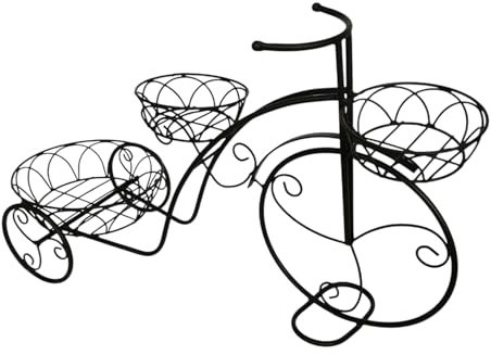 Goldbach Pflanzregal Dreirad 70cm Blumenregal Fahrrad Metall dunkelbraun Pflanzenständer Dekorad mit 3 Körben