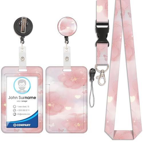 Schmetterling Liebe Kartenhalter, ID-Badge, abnehmbare Lanyard mit einziehbarem Clip, kann für Schlüsselanhänger, Visitenkarten, Tür-Karten, ID-Karten verwendet werden